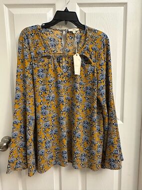 entro Mustard Floral Long Sleeve Tunic